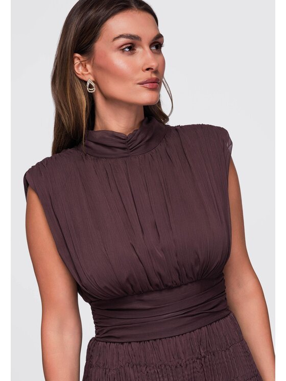Ombre Ombre Sukienka wieczorowa LA-OM-DLR446 Brązowy Regular Fit