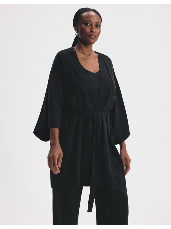 Esotiq Esotiq Szlafrok 46074 Czarny Regular Fit