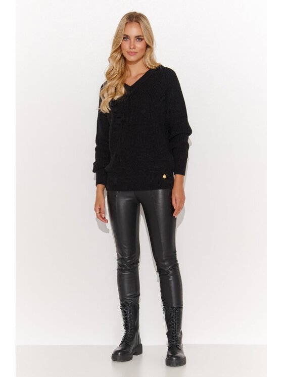 Makadamia Makadamia Sweter S140 Czarny Regular Fit