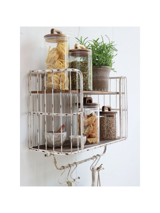 MIAhome MIAhome Organizer Półka ścienna z haczykami biała 45,5x52 cm Biały