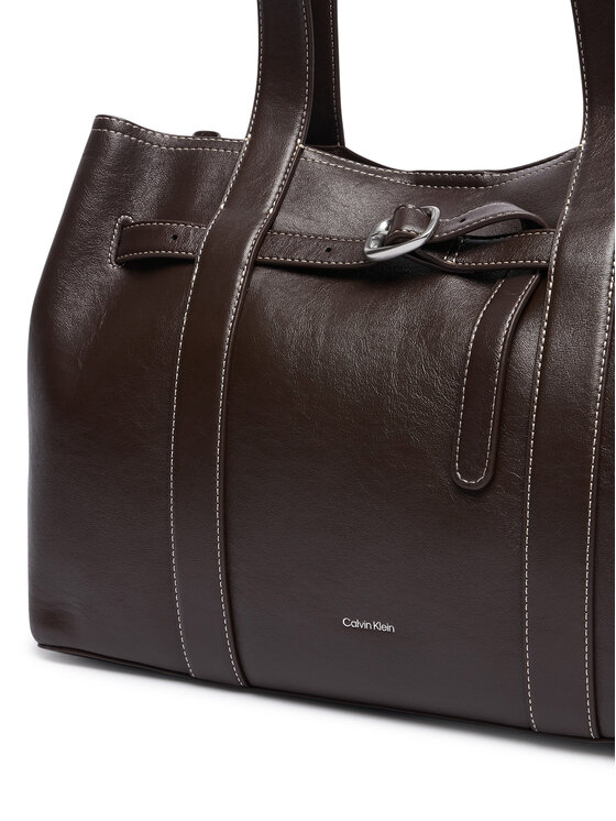 Calvin Klein Calvin Klein Дамска чанта Buckle Medium Work Tote LV04F3549G Кафяв