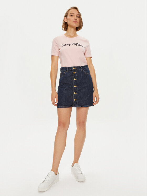 Tommy Hilfiger Tommy Hilfiger Marškinėliai Script WW0WW42589 Rožinė Regular Fit