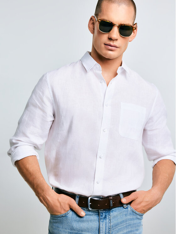 BIG STAR BIG STAR Koszula JIANIS Biały Basic Fit