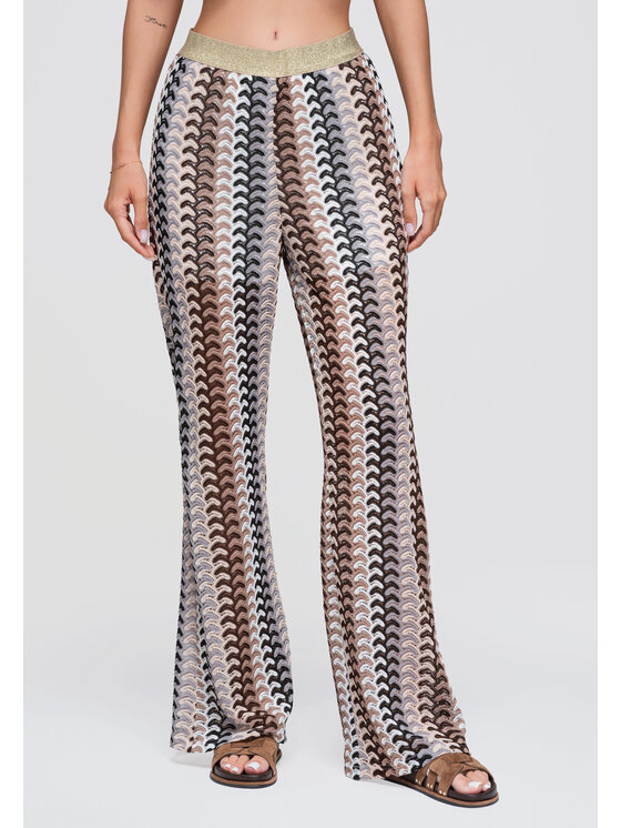 Ombre Ombre Spodnie materiałowe OW-PA-E0015 Brązowy Relaxed Fit