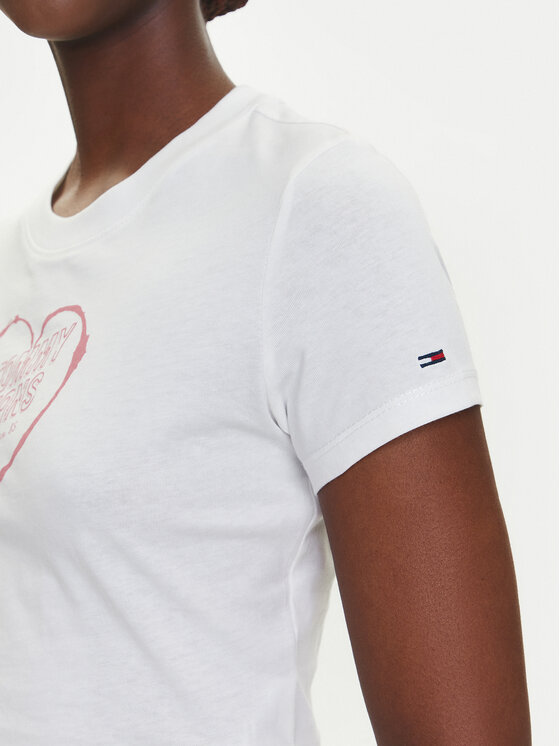 Tommy Jeans Tommy Jeans T-Shirt Heart DW0DW21390 Biały Slim Fit