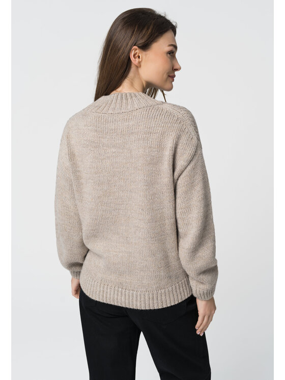 Volcano Volcano Sweter S-TAMINA Beżowy Regular Fit