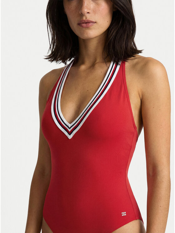 Tommy Hilfiger Tommy Hilfiger Peldkostīms Halter UW0UW06356 Sarkans