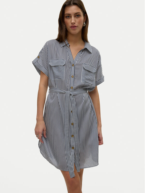 Vero Moda Vero Moda Rochie tip cămașă Bumpy 10325828 Bleumarin Loose Fit