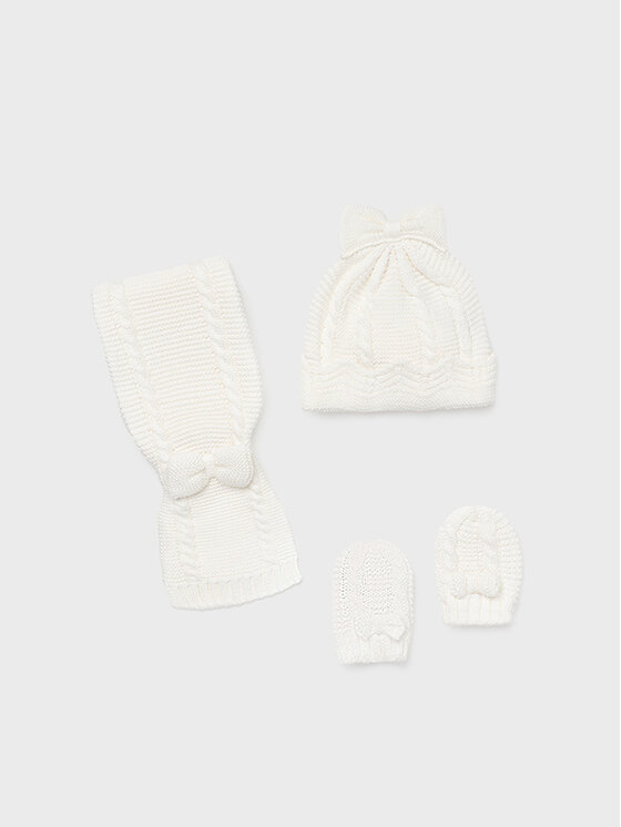 Completo cappello, sciarpa e guanti 9430 Bianco