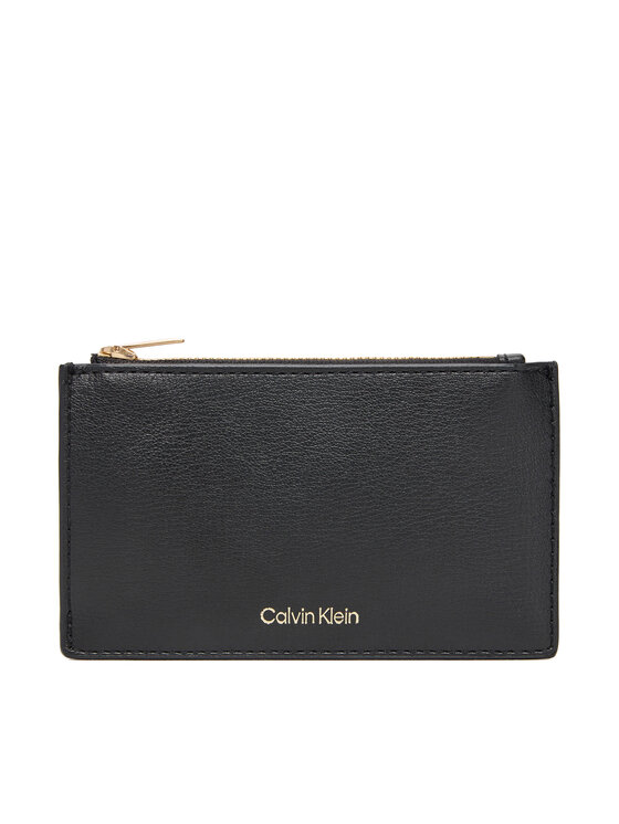Calvin Klein Duży Portfel Damski Foil Logo Top Zip Cardcase LV04F1090G Czarny