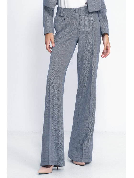 NIFE NIFE Kalhoty z materiálu SD82 Tmavomodrá Wide Leg