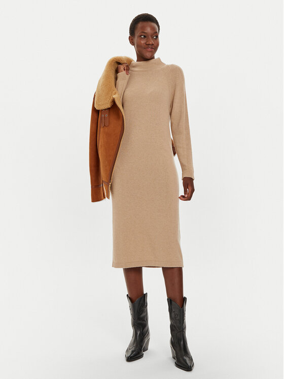 United Colors Of Benetton United Colors Of Benetton Sukienka dzianinowa 1235DV01T Beżowy Regular Fit