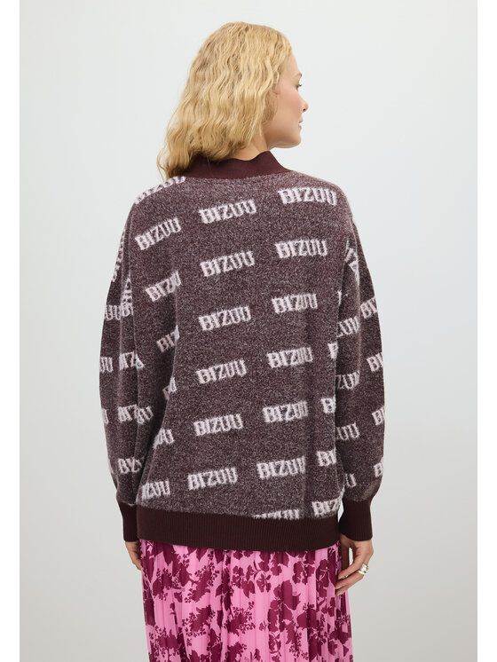 BIZUU BIZUU Kardigan MYLES OVERSIZED LOGO Brązowy Standard Fit