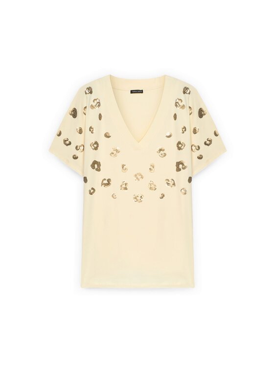 Fiorella Rubino Fiorella Rubino T-Shirt G02AL008836N002 Kremowy Boxy Fit