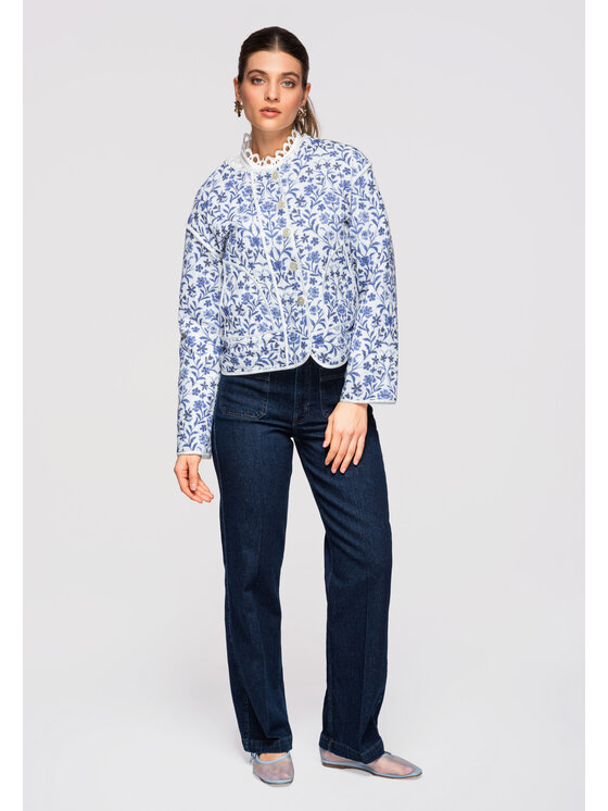 Ombre Ombre Kurtka przejściowa OW-JALP-0132 Niebieski Loose Fit