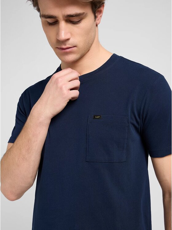 Lee Lee T-Shirt ULTIMATE POCKET TEE Niebieski Comfort Fit