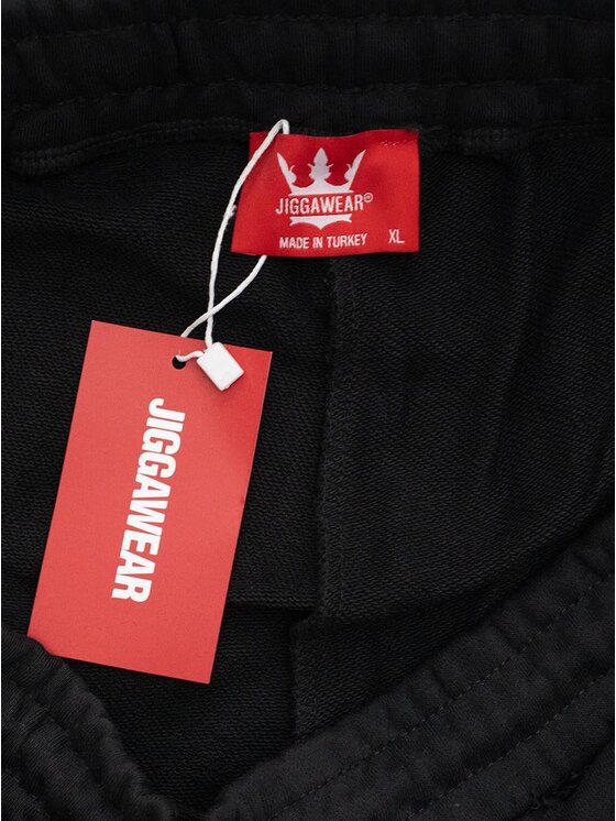 Jigga Wear Jigga Wear Szorty materiałowe Krótkie spodenki dresowe korona 131841 Czarny Regular Fit