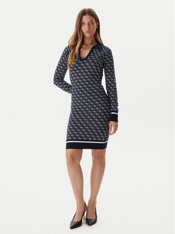 Guess Guess Trikotāžas kleita W5BK25 Z3JD2 Tumši zils Slim Fit