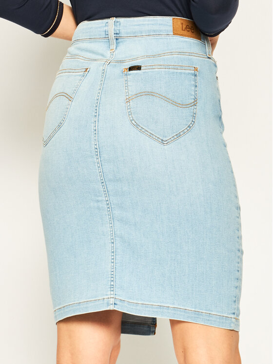 Lee Lee Spódnica jeansowa Pencil L38GMFOC 112108182 Niebieski Slim Fit