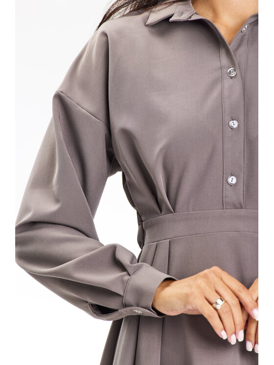 Awama Awama Sukienka A668 Beżowy Basic Fit