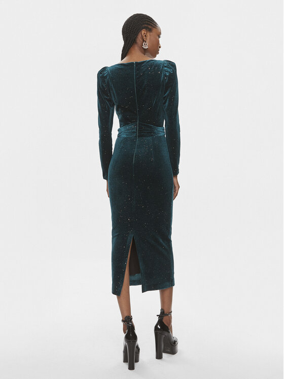 Nissa Nissa Sukienka koktajlowa RS13721 Zielony Slim Fit