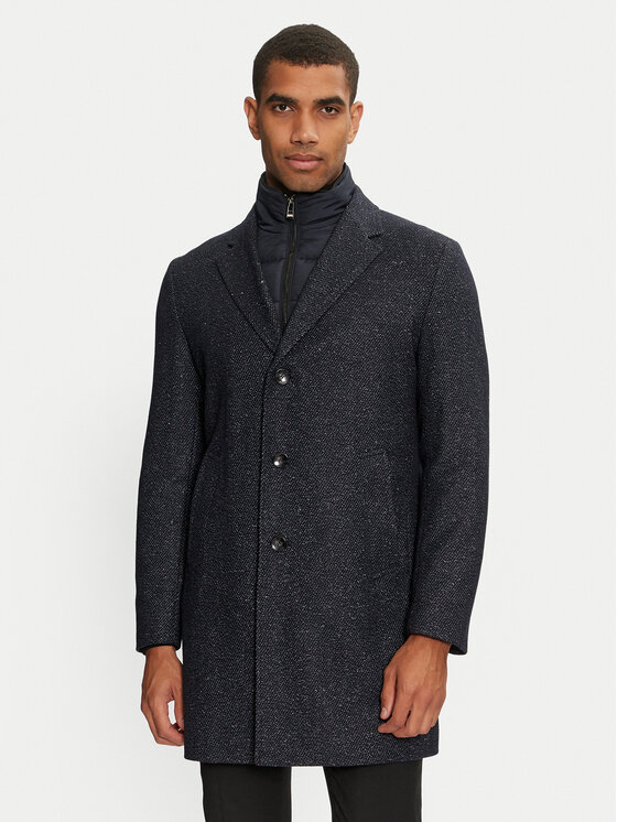 BOSS Boss Palton de lână H-hyde 50528177 Bleumarin Slim Fit