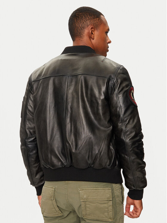 Aeronautica Militare Aeronautica Militare Μπουφάν δερμάτινο 242PN956PL247 Μαύρο Regular Fit