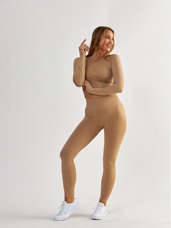 BeShaped BeShaped Legginsy Modelujące - Power Up! Beżowy Shaping Fit