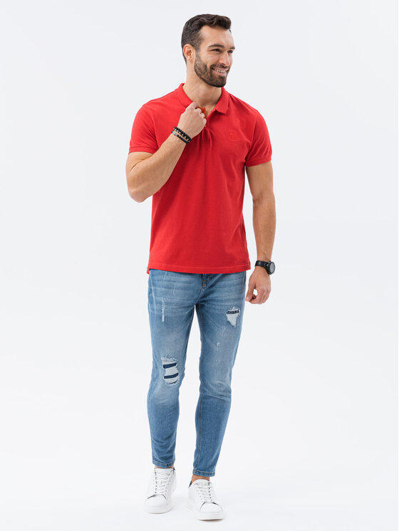 Ombre Ombre Polo S1374 Czerwony Regular Fit