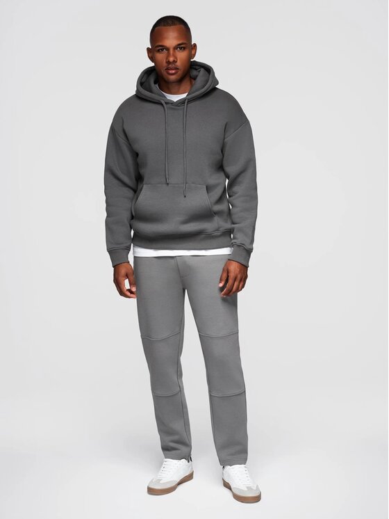 Ombre Ombre Spodnie dresowe OM-PASK-0281 Szary Regular Fit