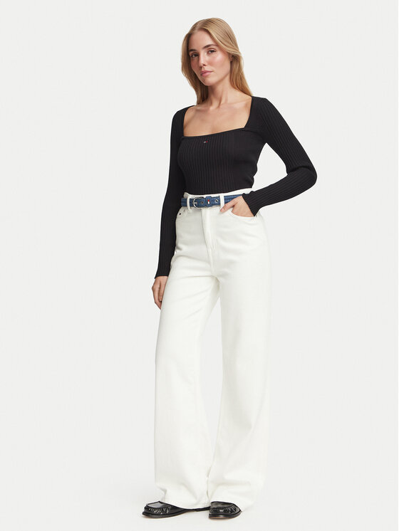 Tommy Jeans Tommy Jeans Bluză DW0DW23544 Negru Slim Fit