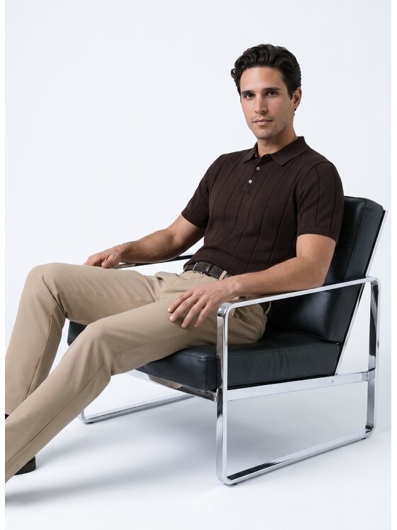 Pako Lorente Pako Lorente Polo P26WF-TX-005 Brązowy Regular Fit