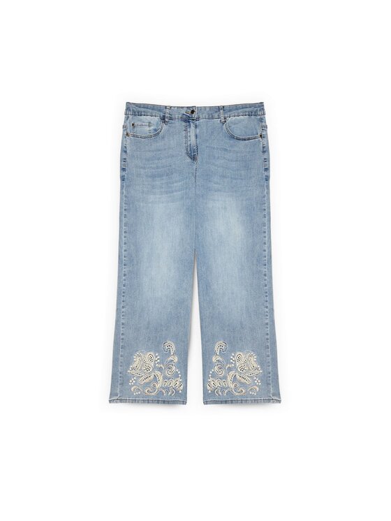 Fiorella Rubino Fiorella Rubino Jeansy P470T005171N024 Turkusowy Cropp Fit