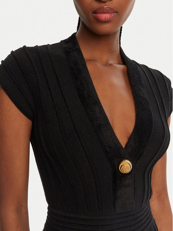 Balmain Balmain Sukienka dzianinowa DF0R7086KH64 Czarny Regular Fit