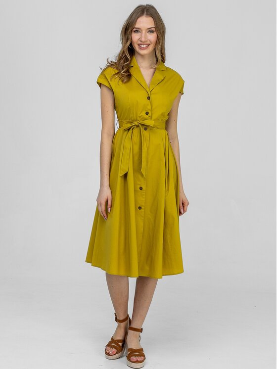 Perso Perso Letné šaty RBE265135F Tmavo žltá Regular Fit