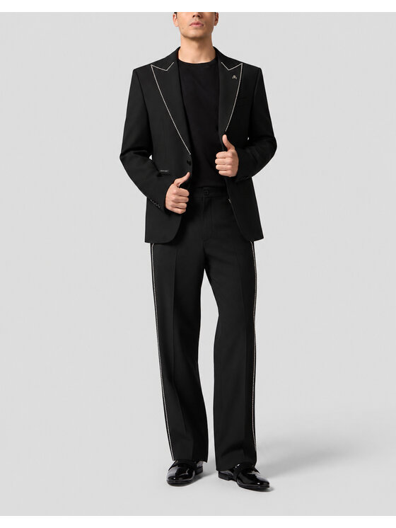 PHILIPP PLEIN PHILIPP PLEIN Spodnie materiałowe 32060 Czarny Wide Fit