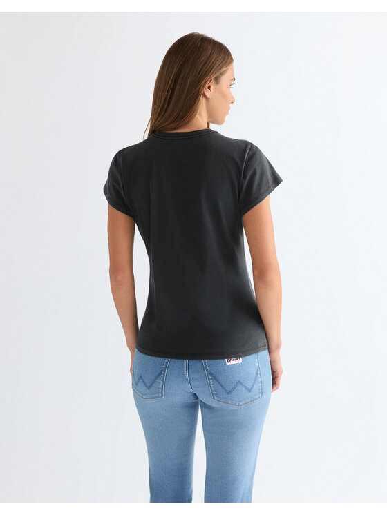 Wrangler Wrangler T-Shirt SHRUNKEN BAND TEE Czarny Slim Fit