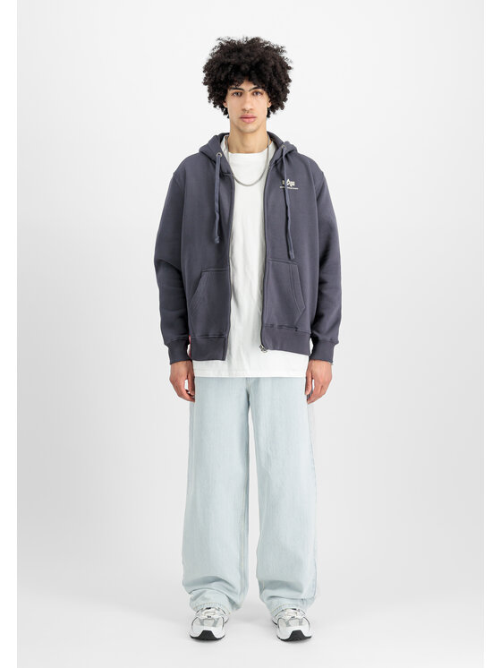 Alpha Industries Alpha Industries Mikina Basic Small Logo Zip Hoodie Sivá Regular Fit