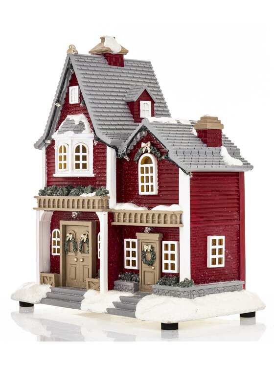 MIAhome MIAhome Dekoracja domek LED 28x25x143,5cm rodzinny FAMIGLIA Czerwony