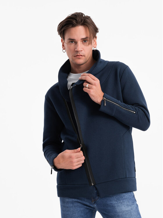 Ombre Ombre Mikina B1362 Tmavomodrá Modern Fit