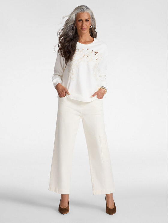 Elena Mirò Elena Mirò Spodnie materiałowe P185P000421N011 Biały Regular Fit