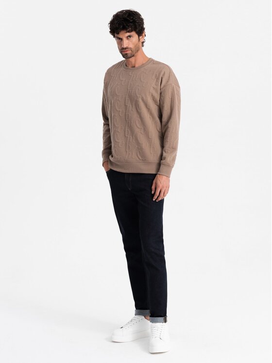 Ombre Ombre Mikina OM-SSNZ-0164 Hnědá Relaxed Fit