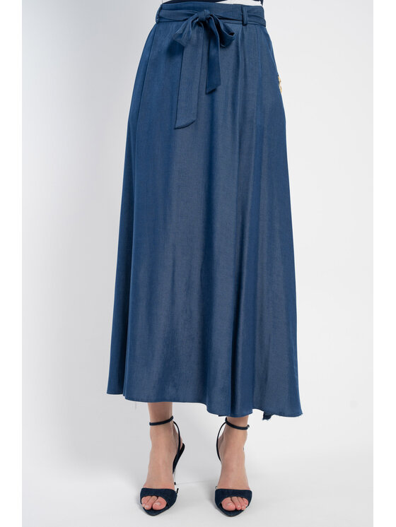 CLICK CLICK Midi sukňa 50-715 Tmavomodrá Relaxed Fit