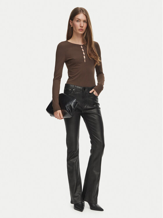 Guess Guess Штани зі штучної шкіри W6BA0L D2083 Чорний Bootcut Fit