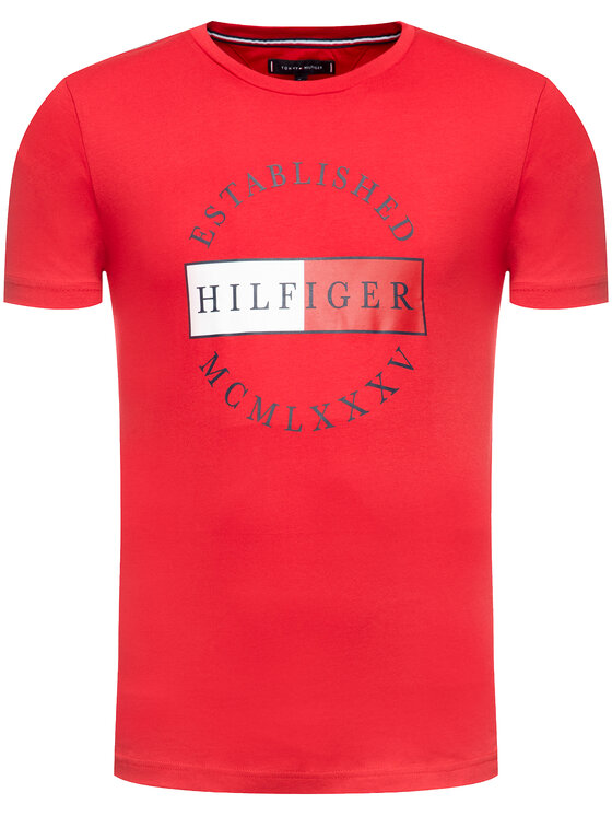 Tommy Hilfiger Tommy Hilfiger T-Shirt Corp Circular Tee MW0MW12532 Rot Regular Fit