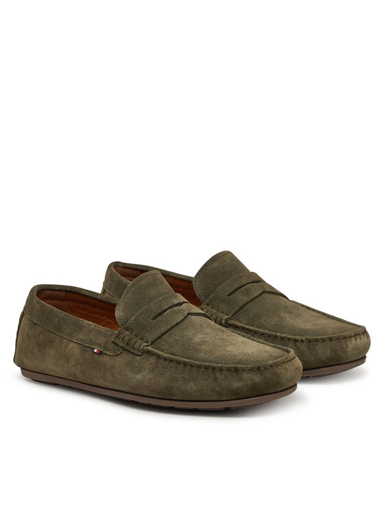 Tommy Hilfiger Tommy Hilfiger Mokasyny Casual Hilfiger Suede Driver FM0FM04998 Zielony