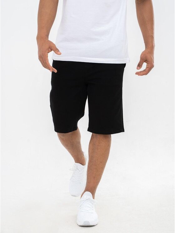 Jigga Wear Jigga Wear Szorty materiałowe Krótkie Spodenki Ze Ściągaczem Czarne / Białe Jigga Wear Crown M Czarny Regular Fit