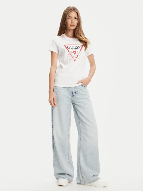 Guess Guess T-krekls W5YI40 I3Z14 Balts Regular Fit