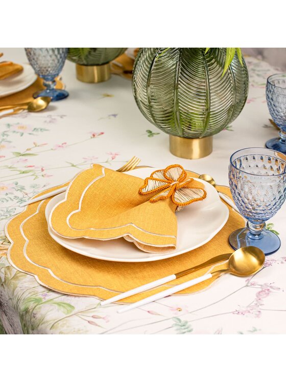 Roseberry Home Roseberry Home Serwetki haftowane Yellow Petali Żółty