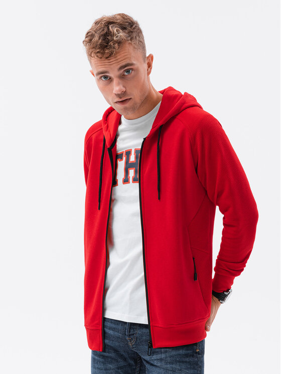 Ombre Ombre Mikina OM-SSZP-0124 Červená Regular Fit